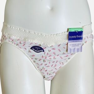 Vintage Barely There Satin Bikini Panty XL 8 NWT Pink White Rosebud Lace Trim